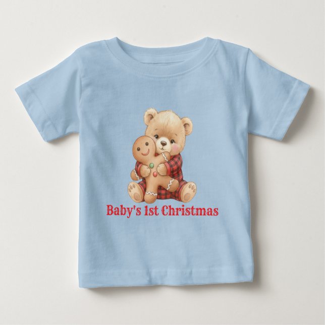 Camiseta De Bebé Osito Bonito Primera Navidad (Anverso)