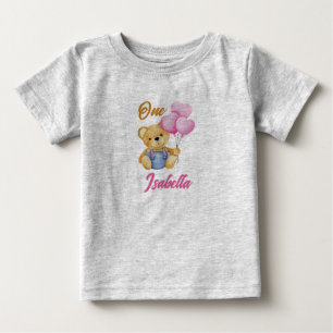 Camiseta De Bebé Osito de acuarela Cumpleaños del primer bebé