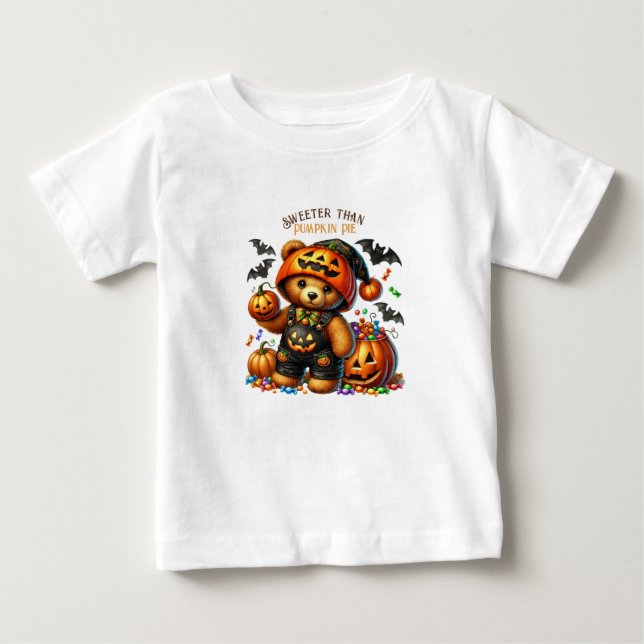 Camiseta De Bebé Osito de Halloween Brujo Fiesta (Anverso)