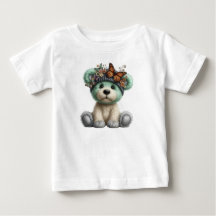 Osito de peluche con mariposas floral adorable