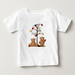 Camiseta De Bebé Ositos de felpa de otoño debajo de un árbol