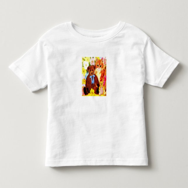 Camiseta De Bebé Ositos de peluche y gato (Anverso)