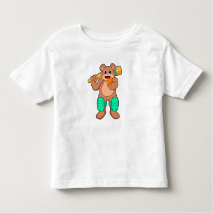 Camiseta De Bebé Oso al críquet con bate de críquet