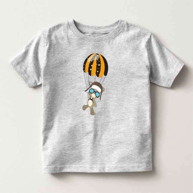 Camiseta De Bebé Oso Aviador, Oso Piloto, Oso Cuto, Paracaídas (Anverso)