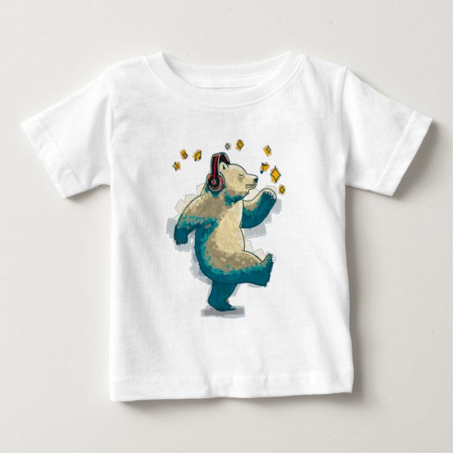Camiseta De Bebé Oso bailarín con auriculares (Anverso)