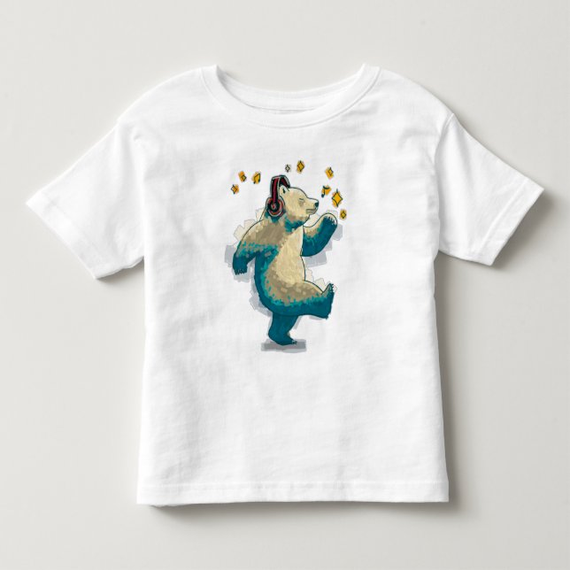 Camiseta De Bebé Oso bailarín con auriculares (Anverso)
