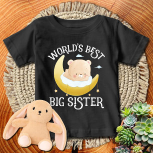 Camiseta De Bebé Oso Blanco + Luna. La Mejor Hermana Mayor del Mund