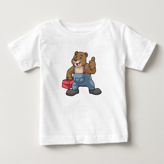 Camiseta De Bebé Oso como artesano con caja de herramientas (Anverso)