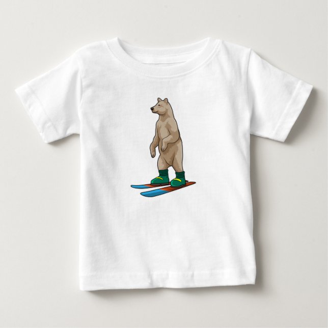 Camiseta De Bebé Oso como esquiador con esquí (Anverso)