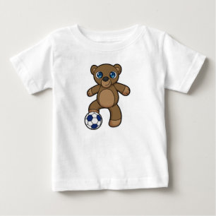 Camiseta De Bebé Oso como jugador de fútbol con pelota de fútbol