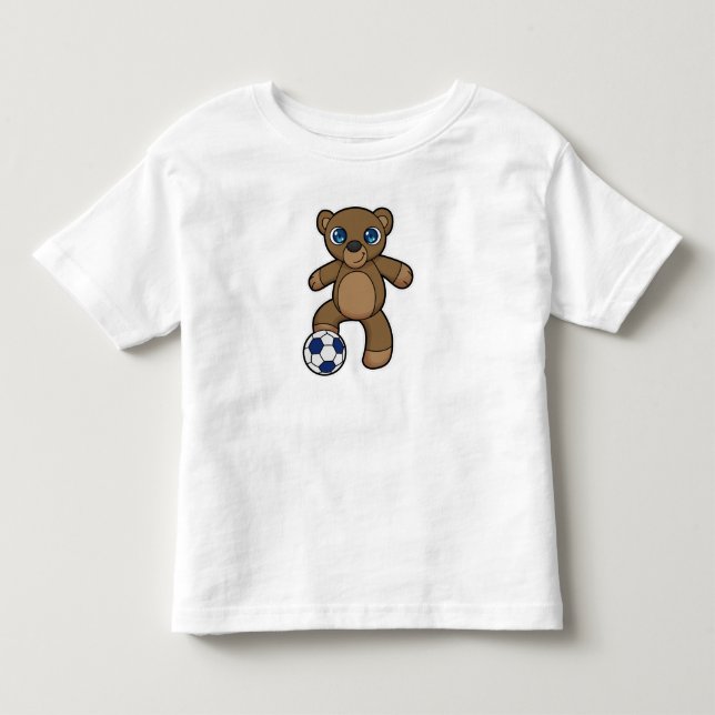 Camiseta De Bebé Oso como jugador de fútbol con pelota de fútbol (Anverso)