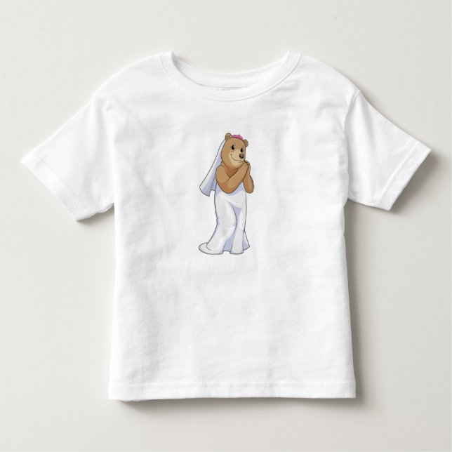 Camiseta De Bebé Oso como novia con velo (Anverso)