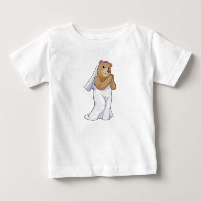 Camiseta De Bebé Oso como novia con velo (Anverso)