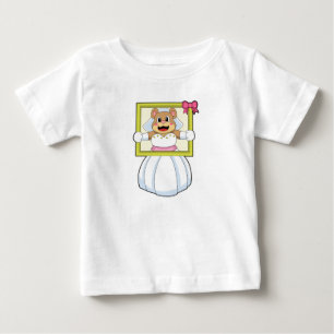 Camiseta De Bebé Oso como novia con vestido Boda y marco de imagen.