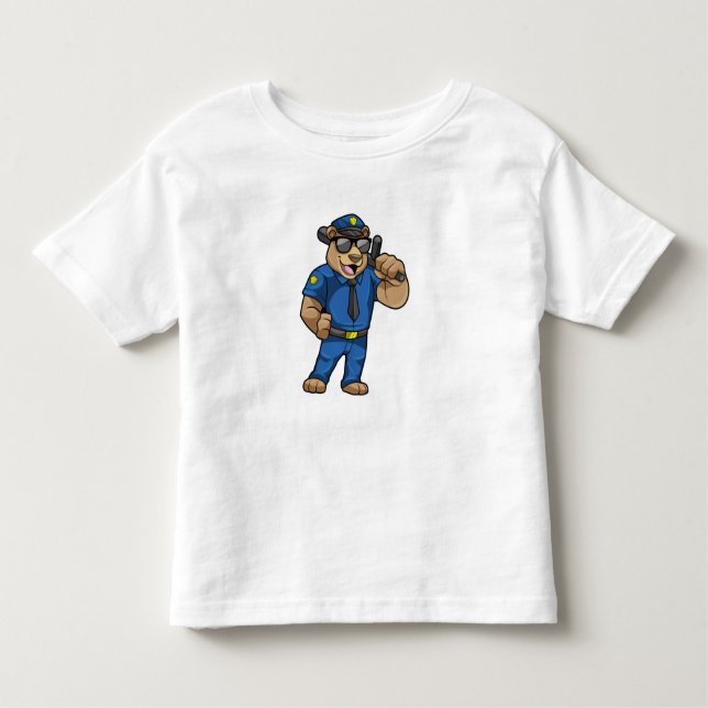 Camiseta De Bebé Oso como oficial de policía con bastón (Anverso)