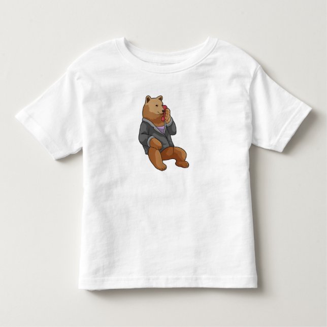 Camiseta De Bebé Oso como secretario con teléfono (Anverso)