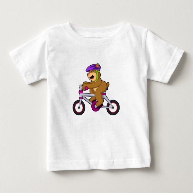 Camiseta De Bebé Oso con bicicleta y casco (Anverso)
