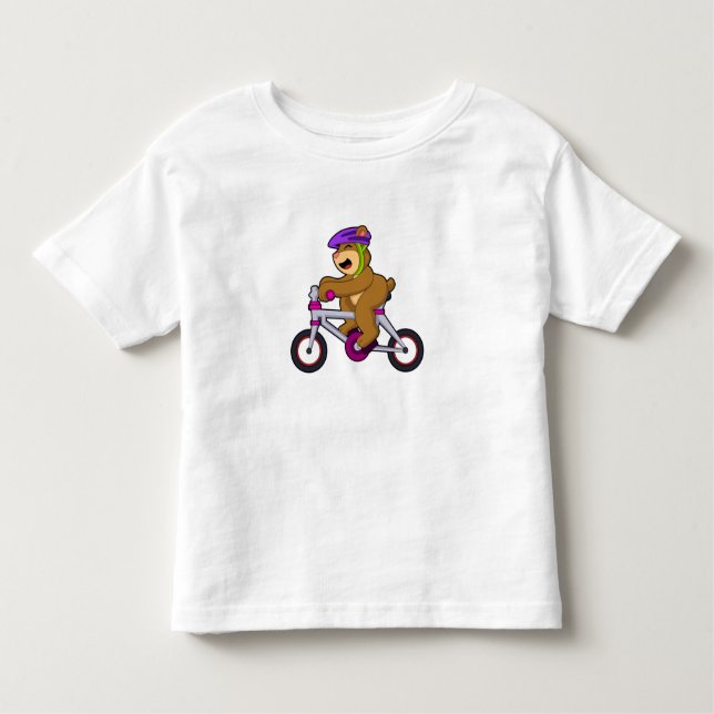 Camiseta De Bebé Oso con bicicleta y casco (Anverso)