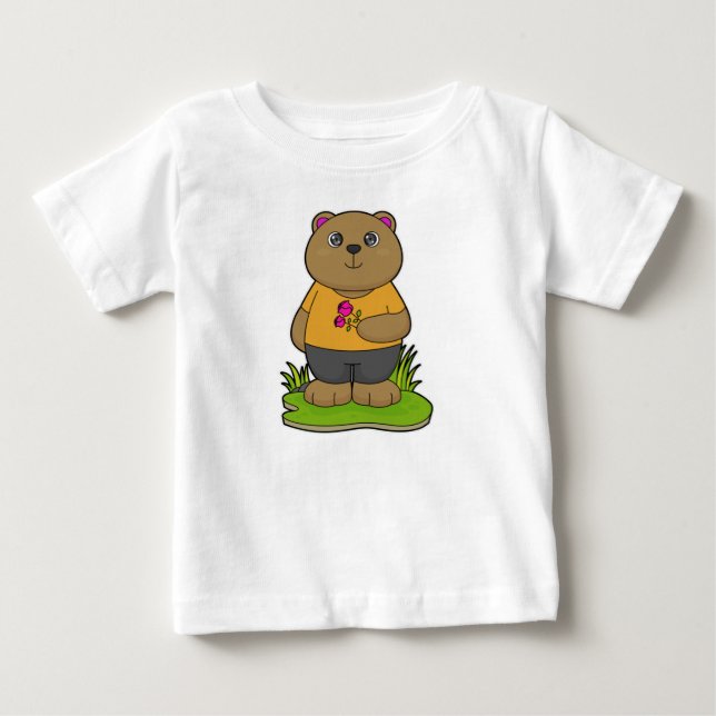 Camiseta De Bebé Oso con flores (Anverso)