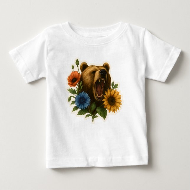 Camiseta De Bebé Oso con flores (Anverso)