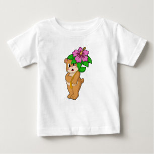 Camiseta De Bebé Oso con hibiscus flor