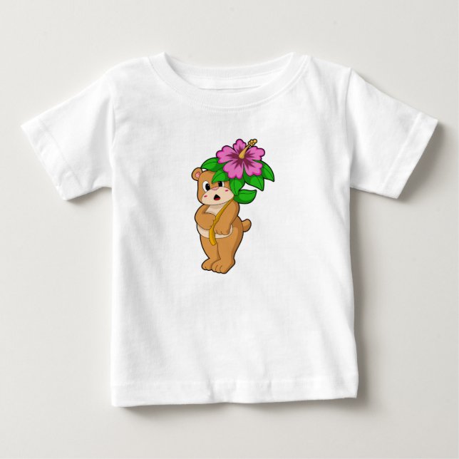 Camiseta De Bebé Oso con hibiscus flor (Anverso)