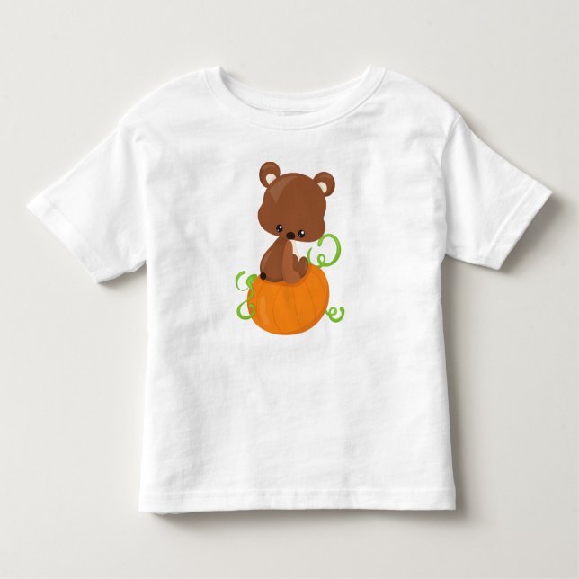 Camiseta De Bebé Oso Cubierto, Oso Pequeño, Oso Marrón, Calabaza (Anverso)