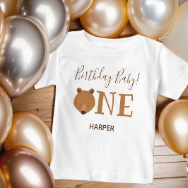 Camiseta De Bebé Oso Cutáneo Nombre Primer Cumpleaños Bebé Camiseta