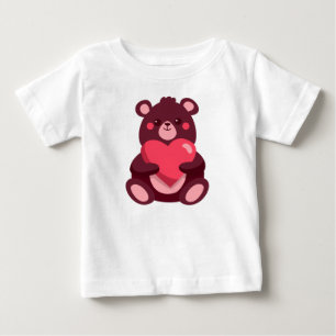 Camiseta De Bebé Oso Cuto Con Corazón