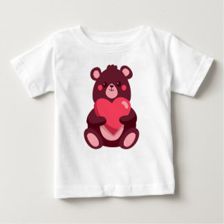 Camiseta De Bebé Oso Cuto Con Corazón