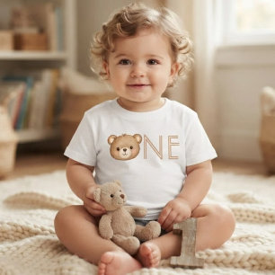 Camiseta De Bebé Oso de acuarela Cumpleaños 1 año