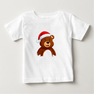 Camiseta De Bebé Oso de dibujos animados lindo con sombrero de Sant