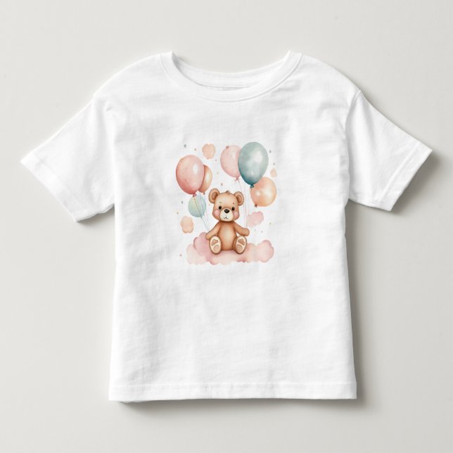 Camiseta De Bebé Oso de globo acuático lindo en la nube (Anverso)