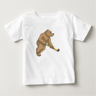 Camiseta De Bebé Oso de hockey con bate de hockey
