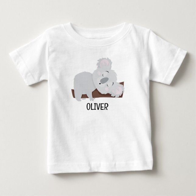Camiseta De Bebé Oso de Koala Gris Cute Personalizado (Anverso)
