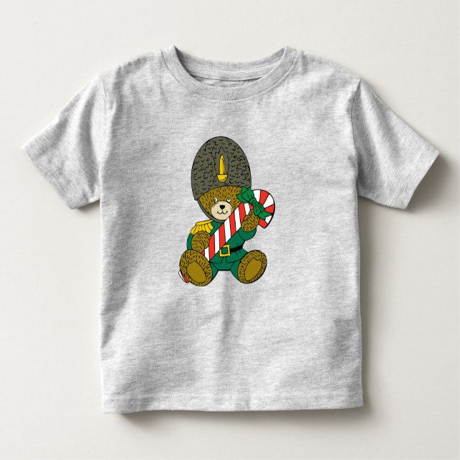 Camiseta De Bebé Oso de la guardia de soldados navidades con bastón (Anverso)