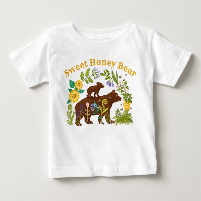 Camiseta De Bebé Oso de Miel Dulce mamá y bebé (Anverso)