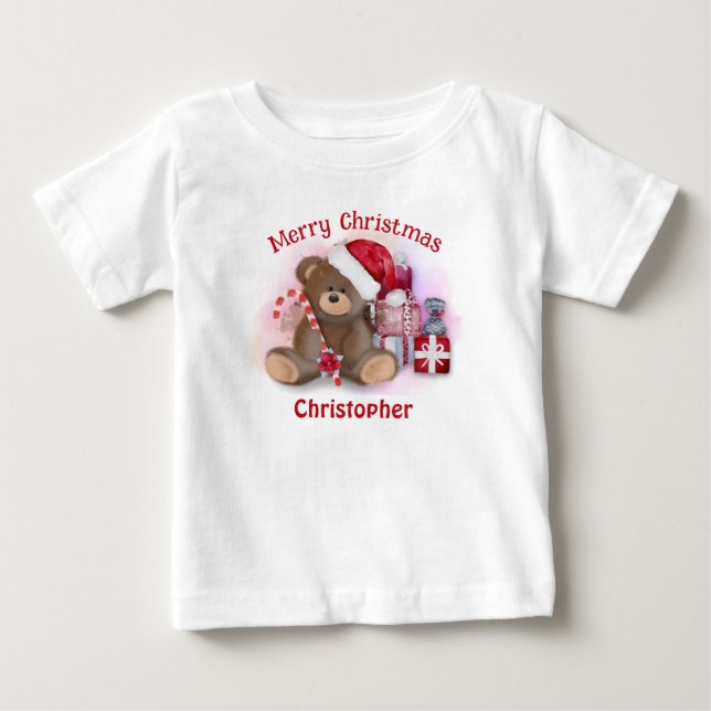 Camiseta De Bebé Oso de Navidad Feliz Niños Bebés Navidad  (Anverso)