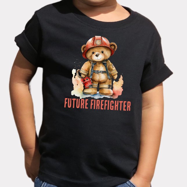 Camiseta De Bebé Oso de peluche bombero acuarela futuro bombero  (Subido por el creador)