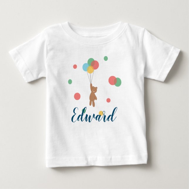 Camiseta De Bebé Oso de peluche con globos (Anverso)