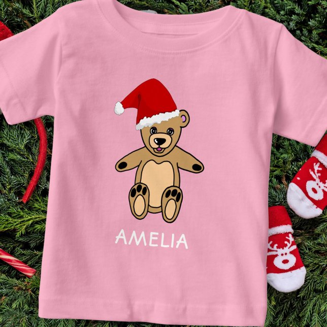 Camiseta De Bebé Oso de peluche con Navidades de Santa Hat (Subido por el creador)