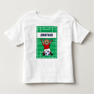 Camiseta De Bebé Oso de peluche de fútbol personalizado (rojo)