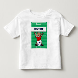 Camiseta De Bebé Oso de peluche de fútbol personalizado (rojo)