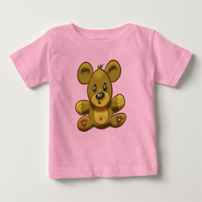 Camiseta De Bebé Oso de peluche de una bebé rosa (Anverso)
