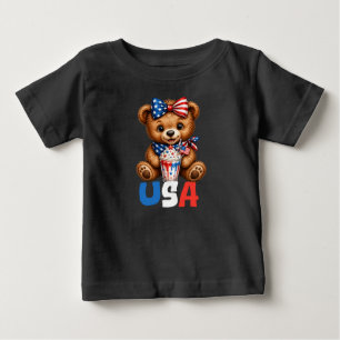 Camiseta De Bebé Oso de peluche de verano USA 4 de julio niños