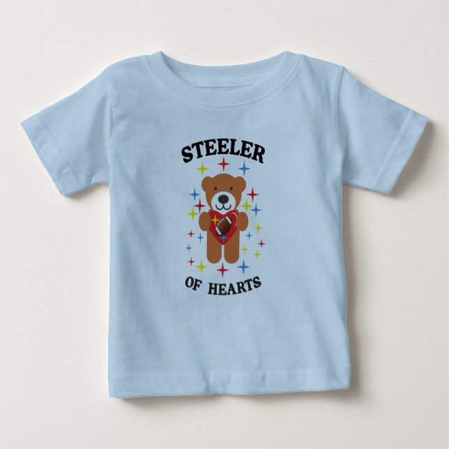 Camiseta De Bebé Oso de peluche ladrón de corazones fútbol (Anverso)