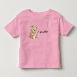 Camiseta De Bebé Oso de peluche lindo con lazo