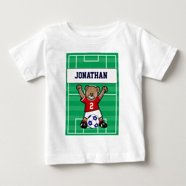 Camiseta De Bebé Oso de peluche lindo personalizado del fútbol (Anverso)