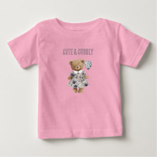 Camiseta De Bebé Oso de peluche lindo y adorable con vestido floral