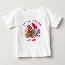 Camiseta De Bebé Oso de peluche personalizado para el primer Navida